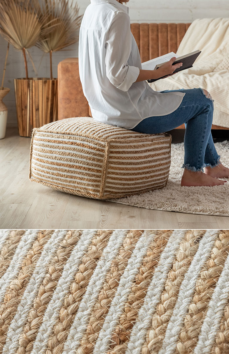 オットマンやスツールとして使えるプフクッション