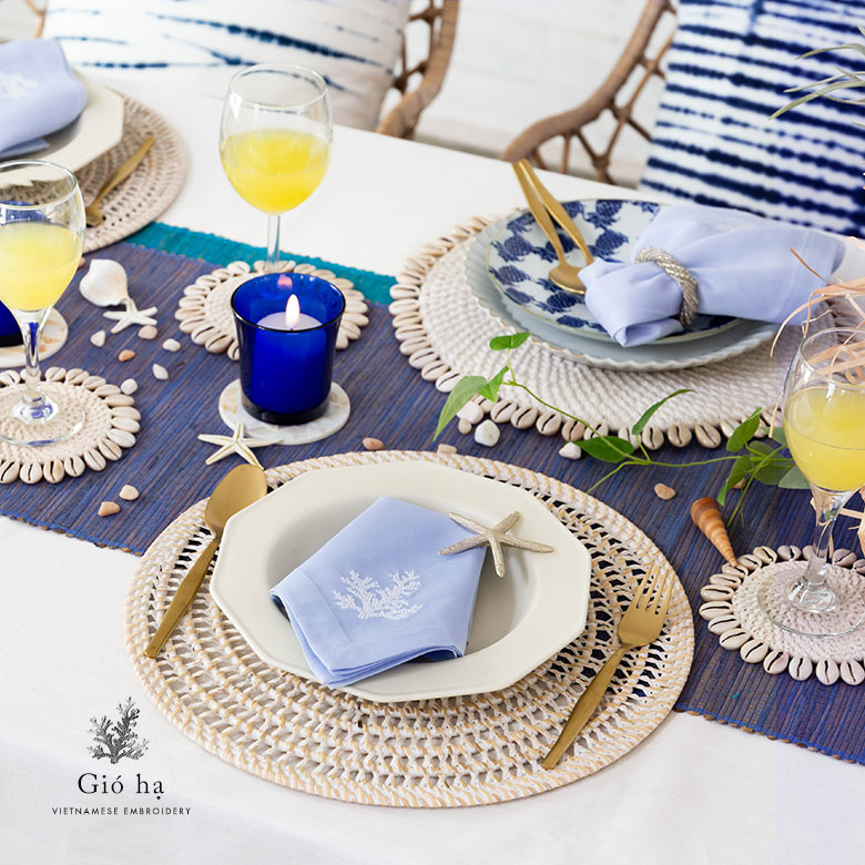 ベトナム刺繍のオリジナルテーブルナプキン
