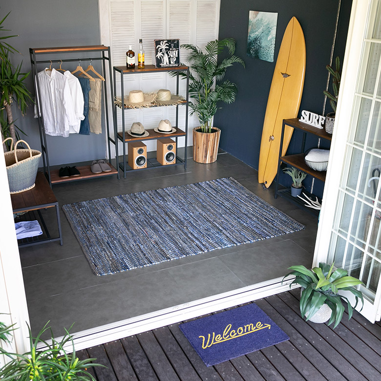 デニムを織り交ぜたラグ