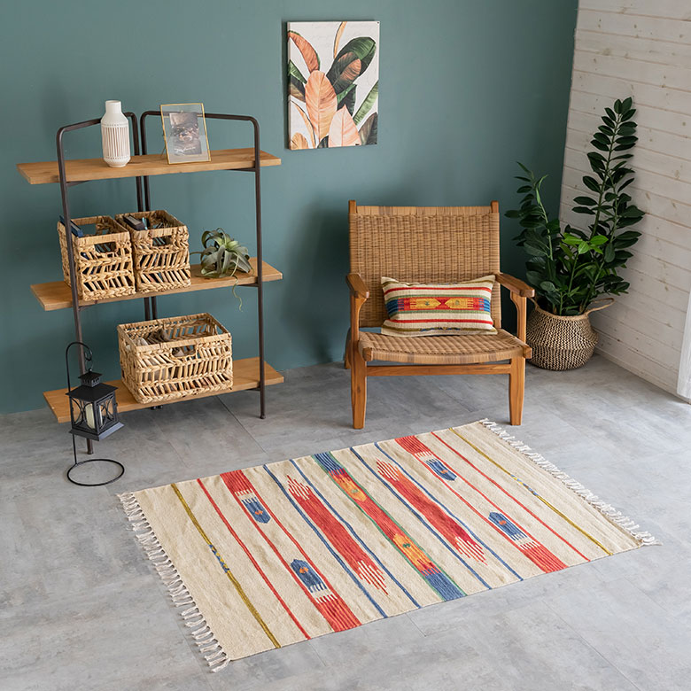 ヴィンテージ風。コットン。キリム柄。