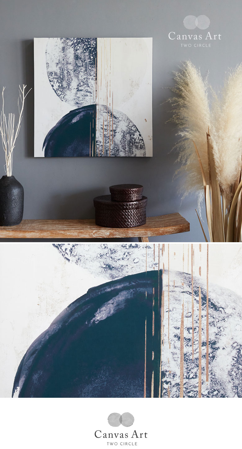 サークル。モダンな抽象画のような壁掛けキャンバスアート。