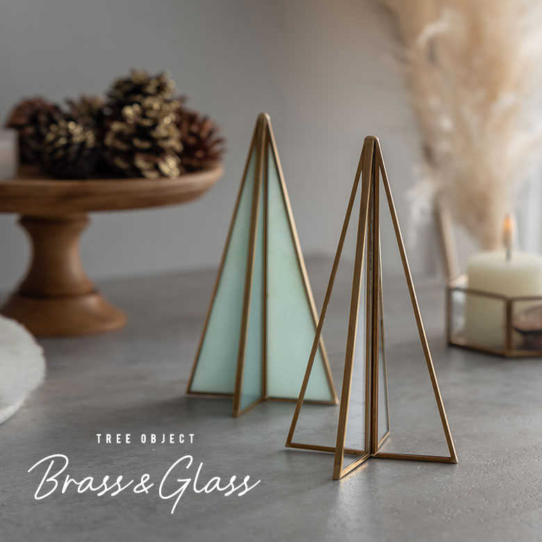 ガラスと真鍮のツリーオブジェ