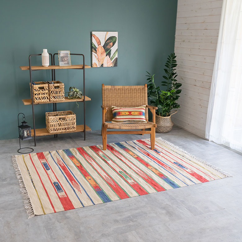 ヴィンテージ風。コットン。キリム柄。