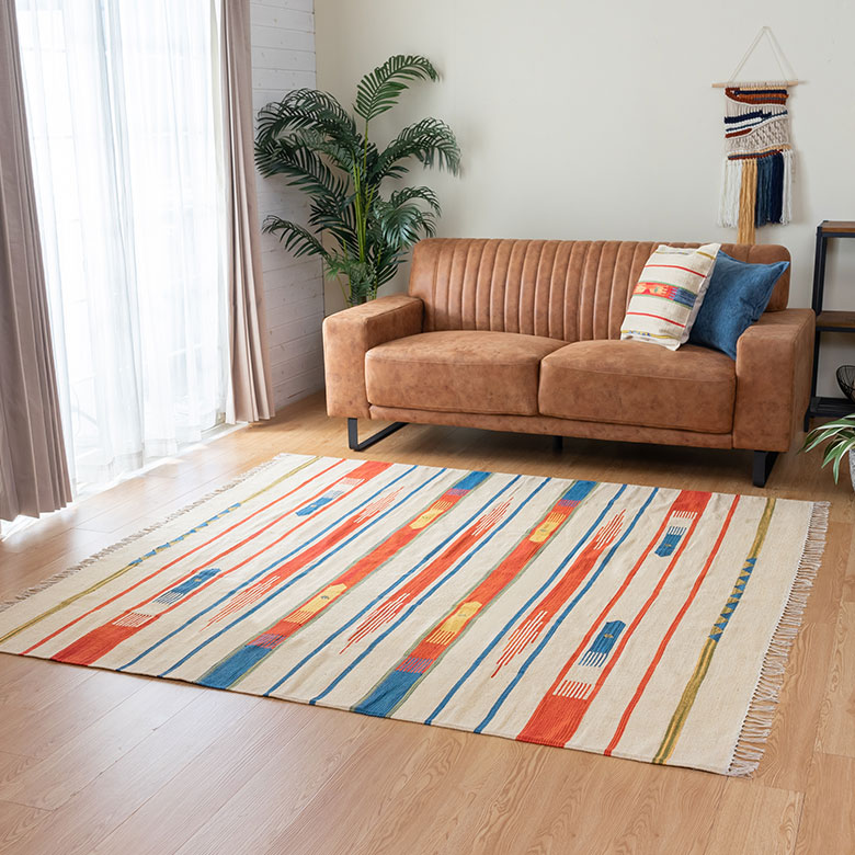 ヴィンテージ風。コットン。キリム柄。