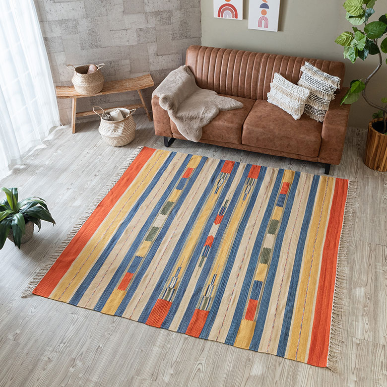 ヴィンテージ風。コットン。キリム柄。