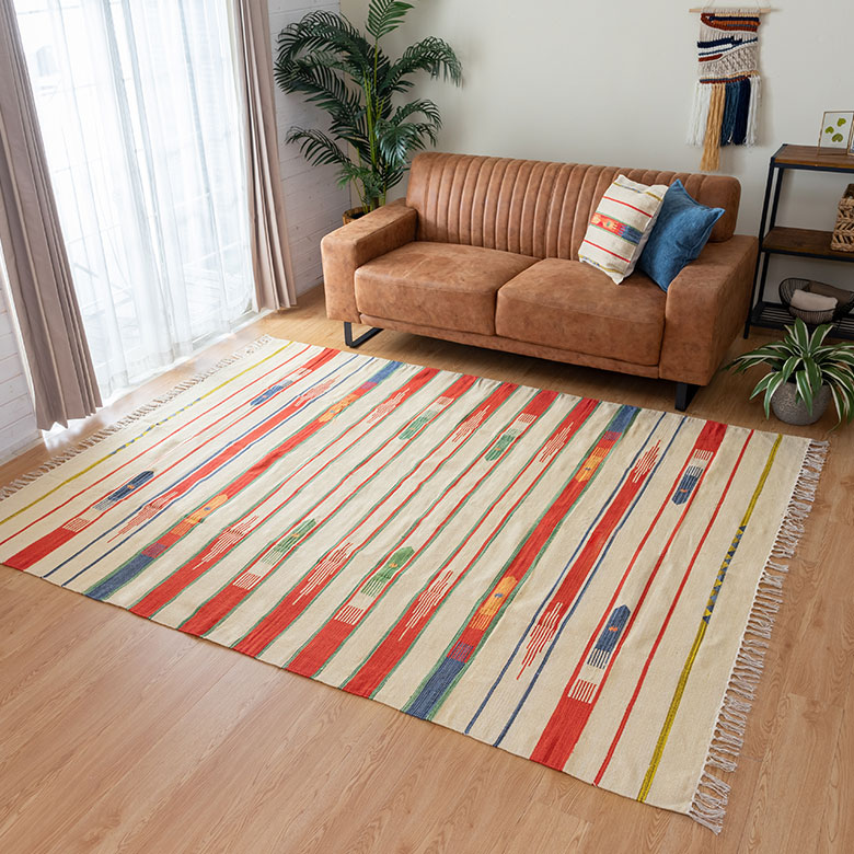 ヴィンテージ風。コットン。キリム柄。