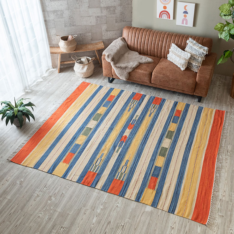 ヴィンテージ風。コットン。キリム柄。