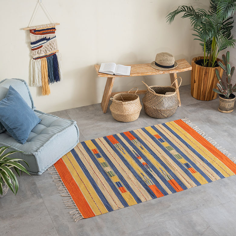 ヴィンテージ風。コットン。キリム柄。