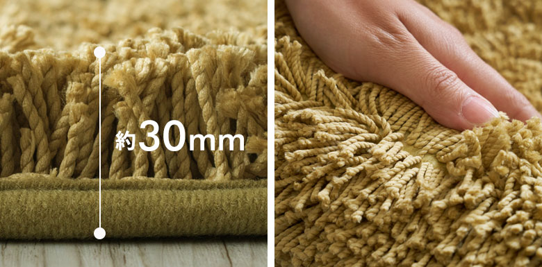 極細のマイクロファイバーを集め、らせん状に丁寧に編み込まれた毛足