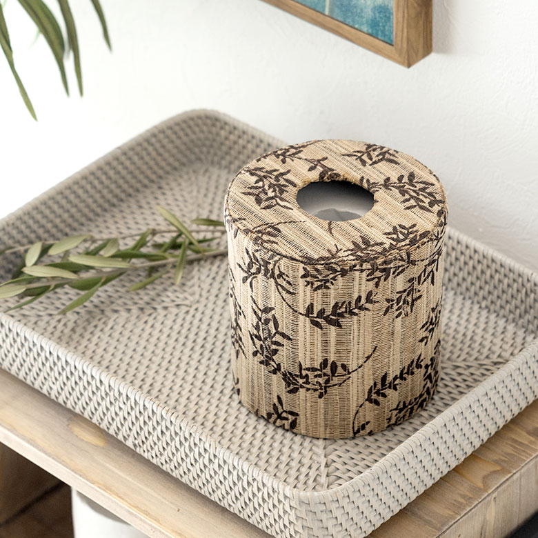 オリーブの模様のウォーターヒヤシンス編みトイレットペーパーケース