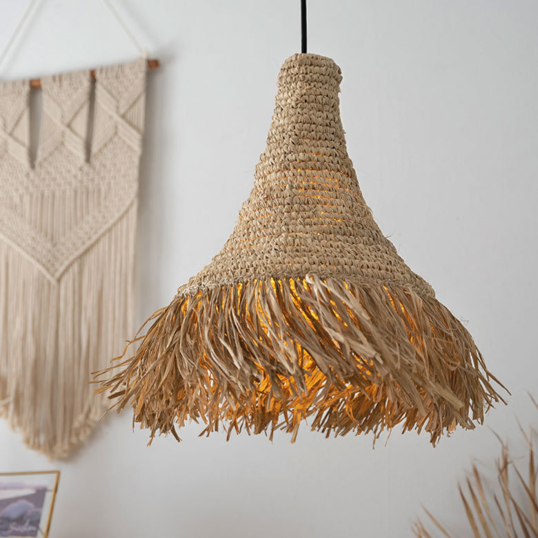 アジアン照明 ラフィアのペンダントライト ランプシェード