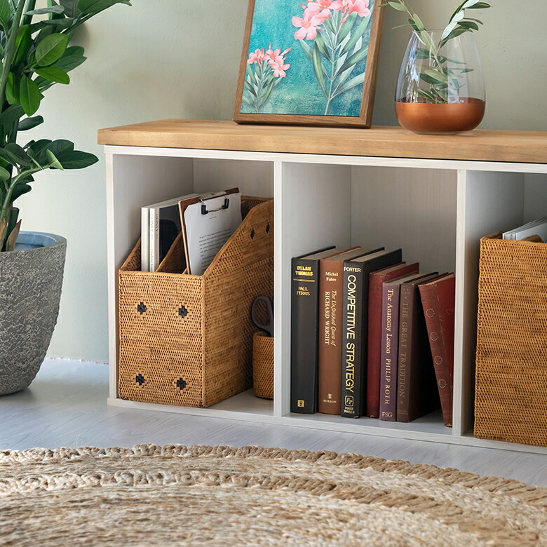 アタで編まれた間仕切りつきファイルスタンド アジアン バリ アジアン雑貨