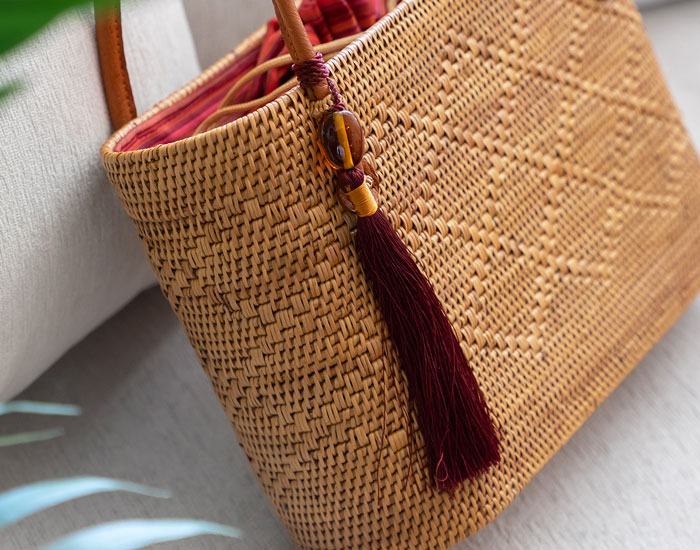 かごバッグ バッグ アジアン アタ タッセル