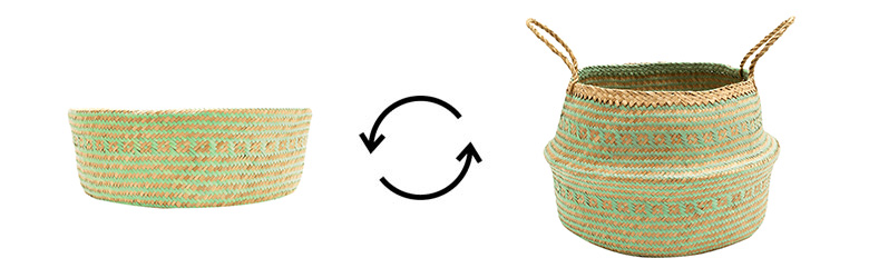 1つで2スタイル楽しめる大きめバスケット