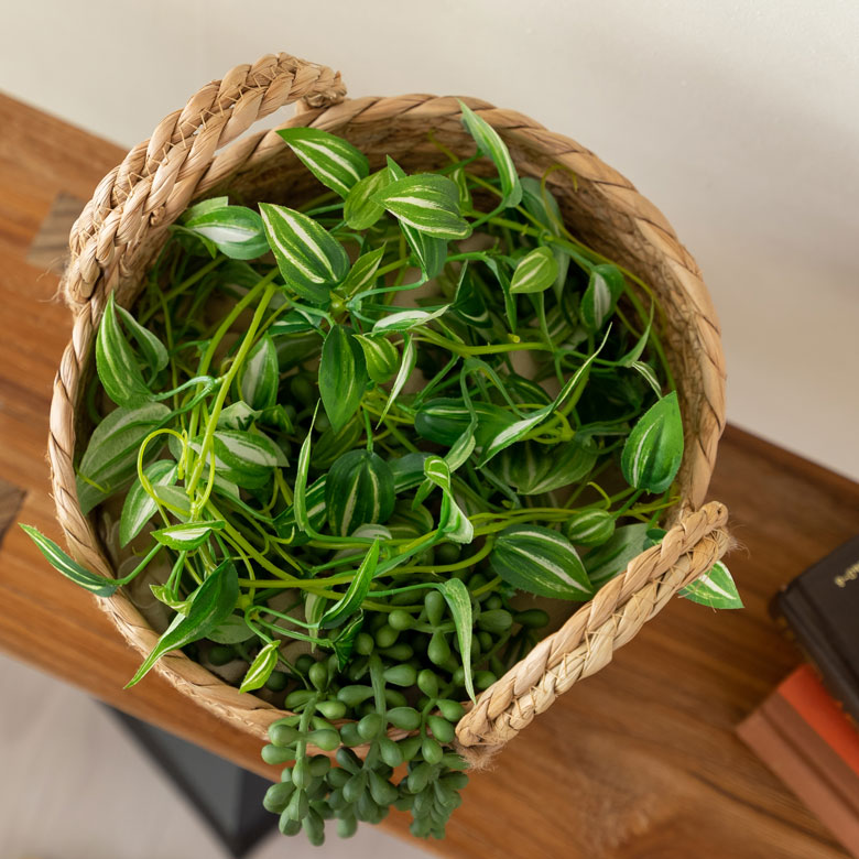 プランターカバー、鉢カバーとして使える収納バスケット。