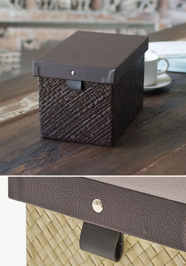 パンダン製。フタ付収納ボックス。ハンドメイド。