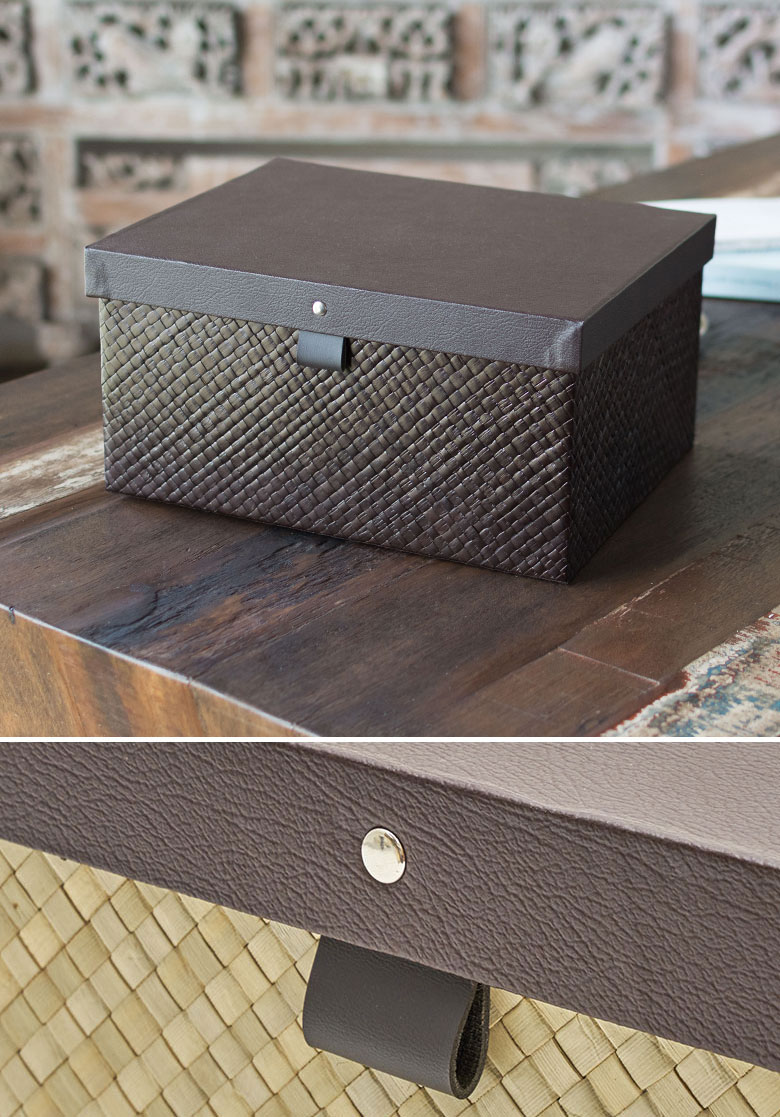 パンダン製。フタ付収納ボックス。ハンドメイド。