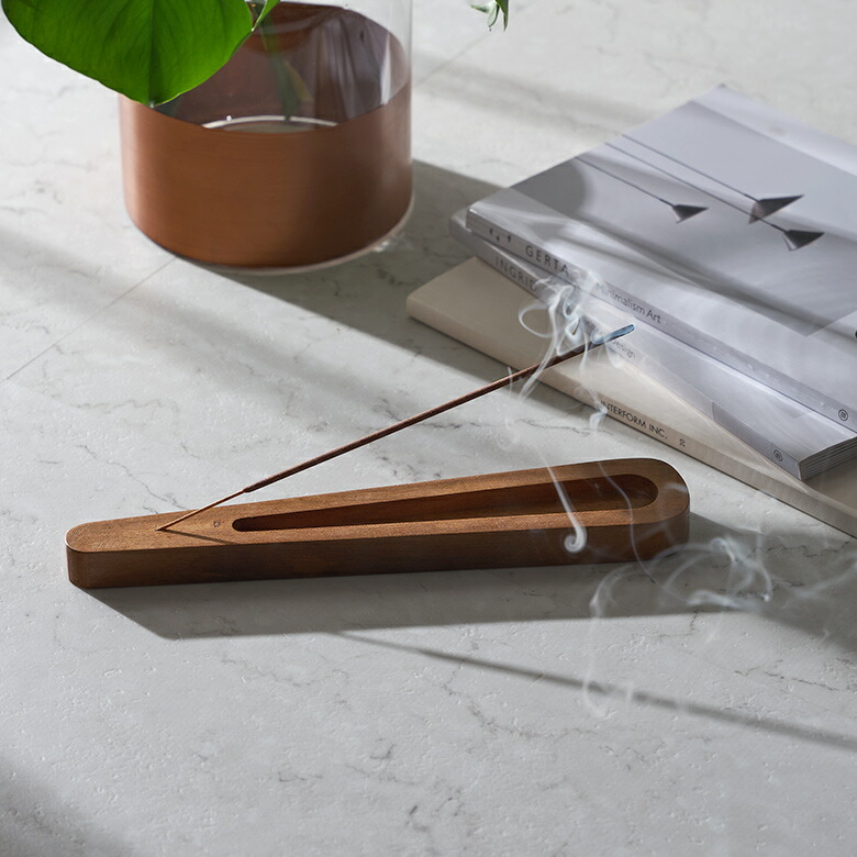 アカシアウッドの扇形お香立て