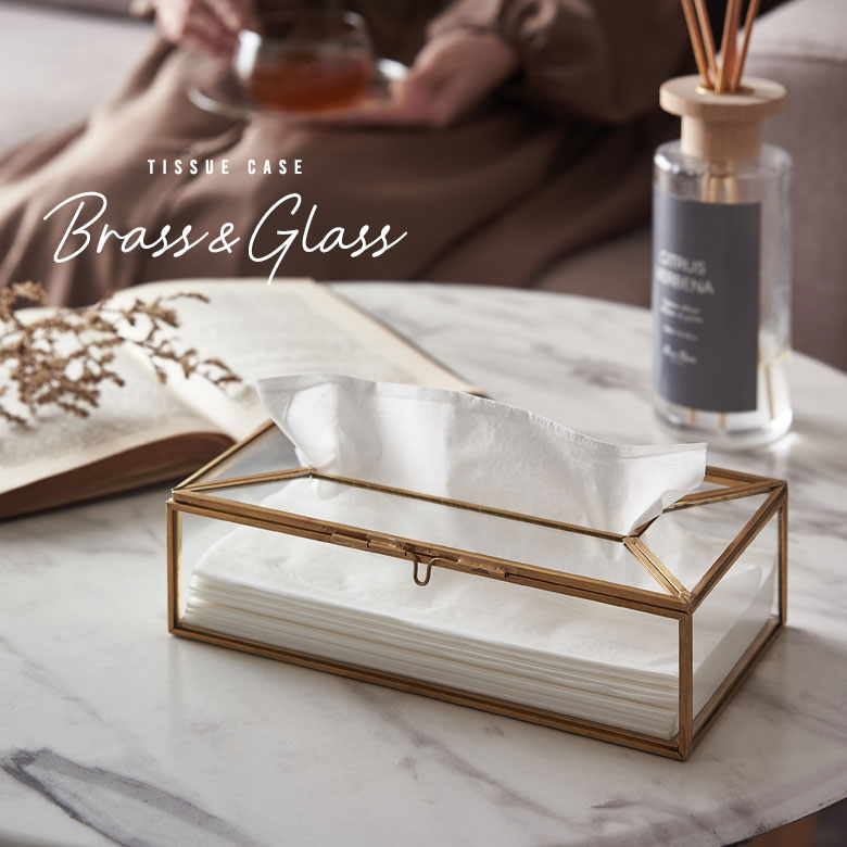 ガラスと真鍮のティッシュケース