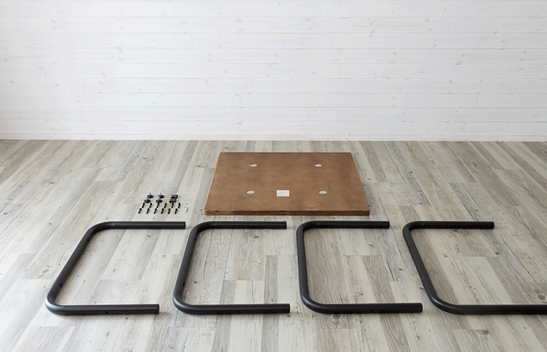 天然木オークのカフェ風テーブル 組み立て方