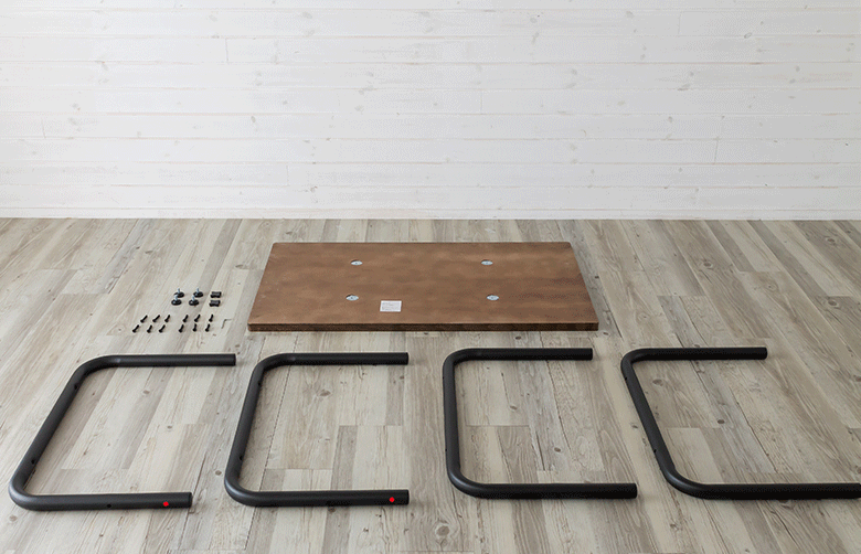 天然木オークのカフェ風テーブル 組み立て方