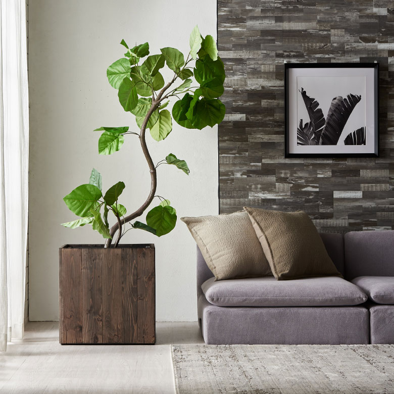 プランターを鉢ごと入れるだけで、旬インテリアに