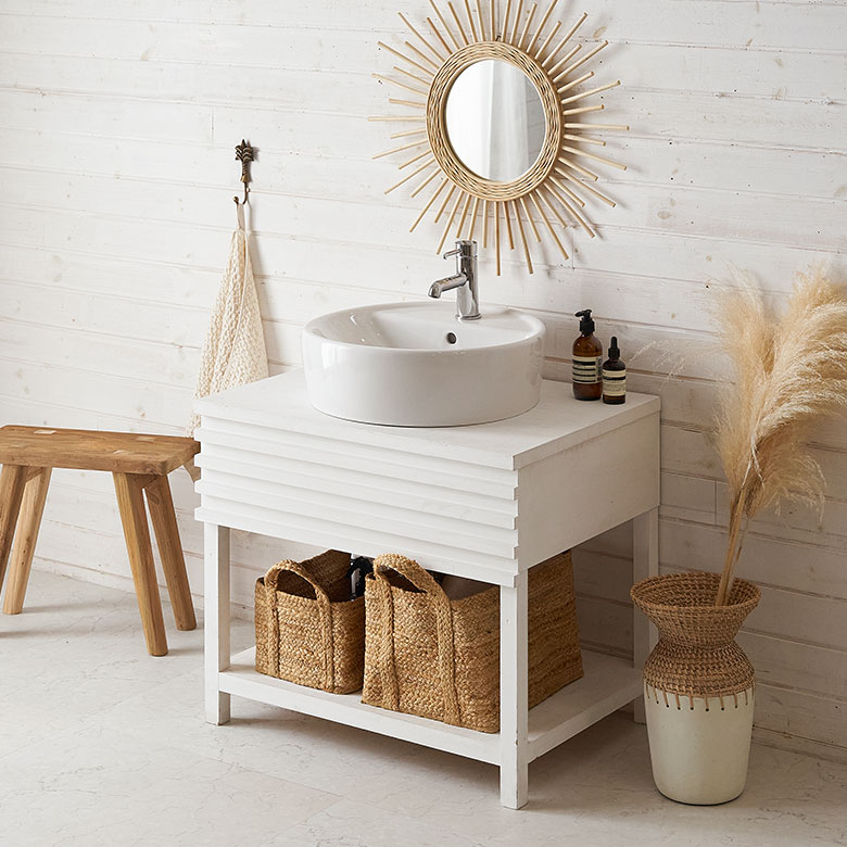 ジュートのスクエアバスケット