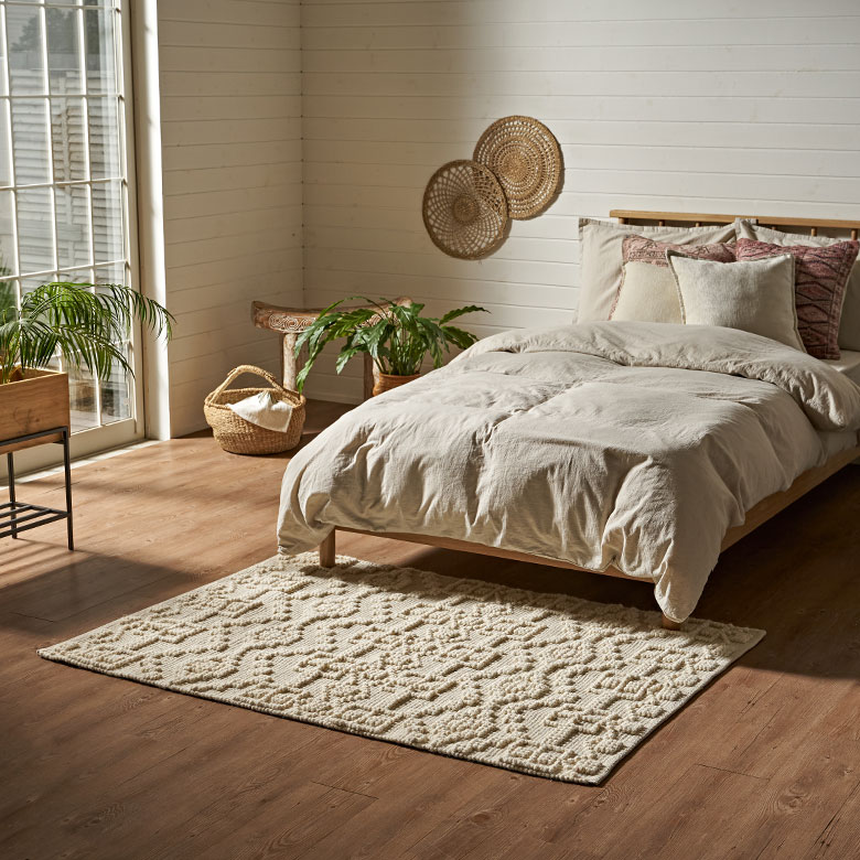 ぷっくりとした編み模様が可愛いデザインラグ