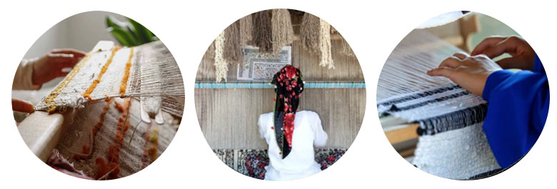 手織り機を使ったハンドウーブンのラグ