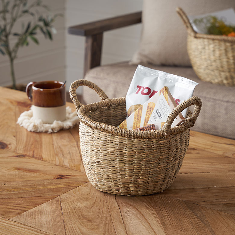 シーグラスのラウンドバスケット