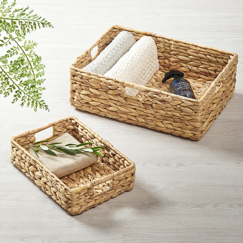 収納アイテムに、天然素材の優しさと可愛らしさを ウォーターヒヤシンスのスクエアトレイ