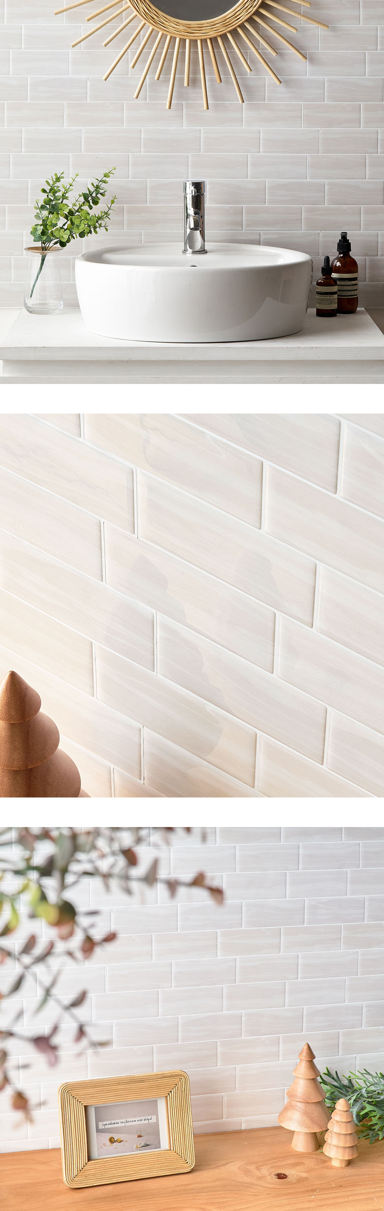 ツルツルとした表面と、立体感のあるデザインが本物のタイルのよう