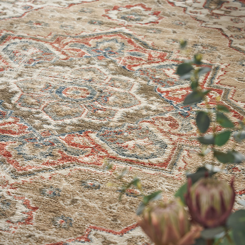 ペルシャ絨毯風のメダリオンデザインラグ