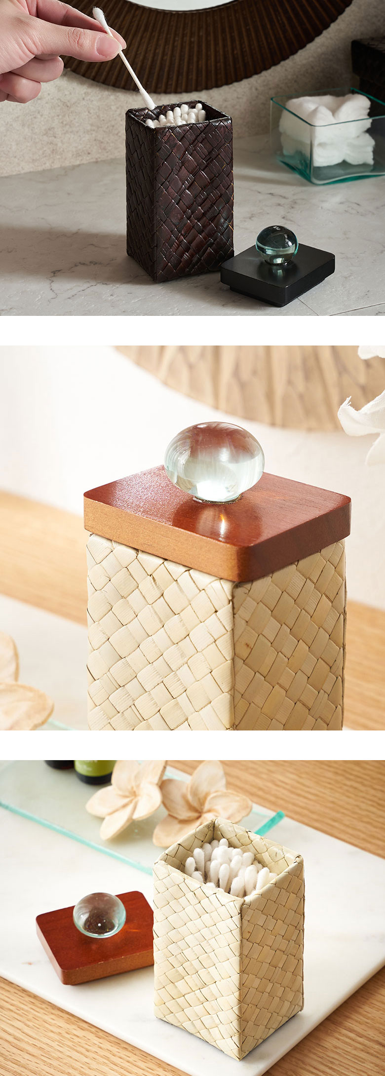 生活感が出がちな洗面台周りの綿棒やコットンを収納