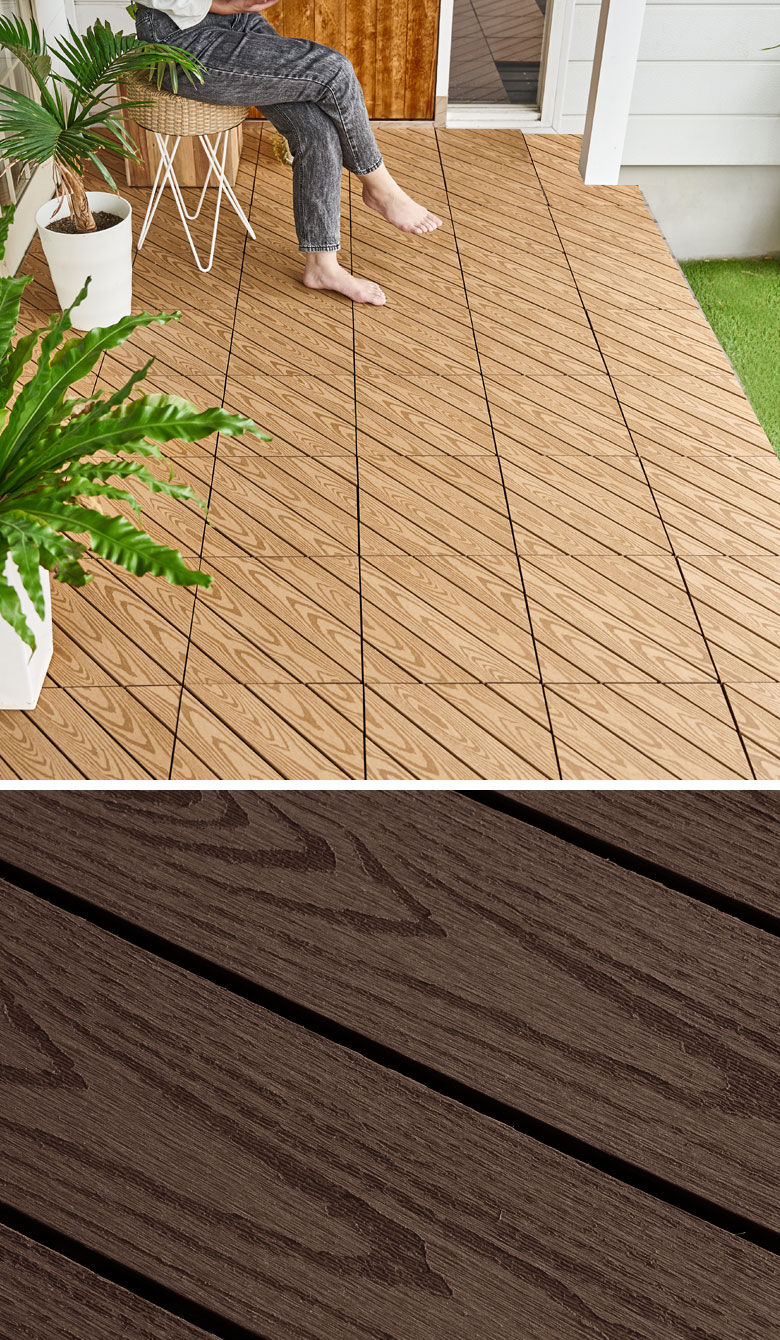 天然木のような木目のウッドデッキパネル