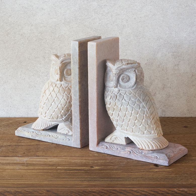 左右2個セットのフクロウの本立て