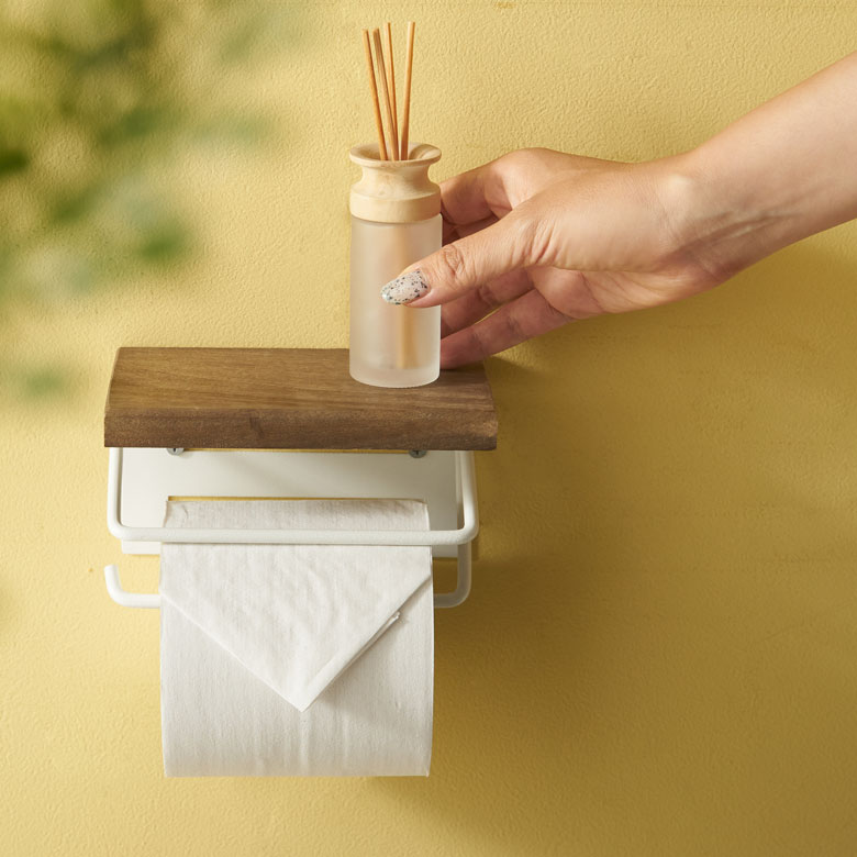 天然木のトイレットペーパーホルダー。シングル。1連。トイレットペーパー1個用