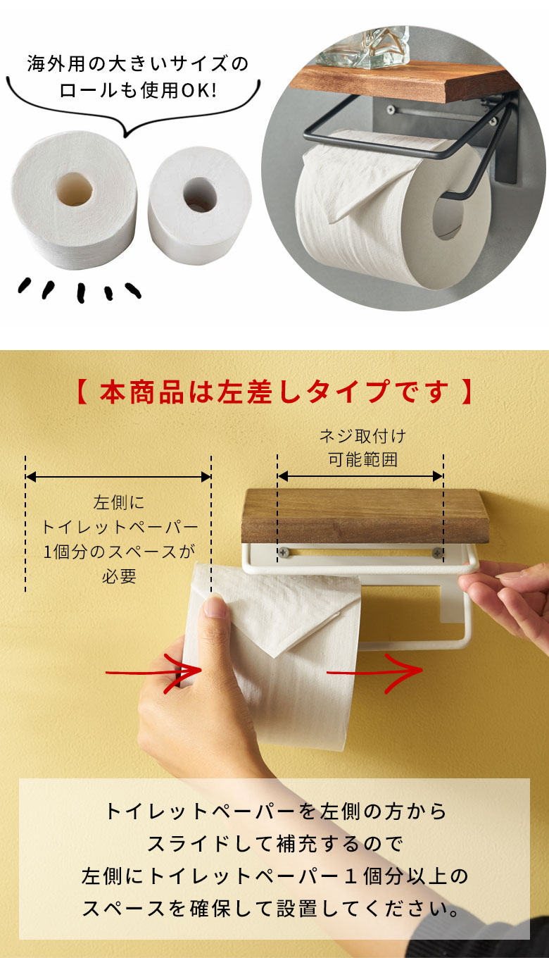 海外用の大きいサイズのロールも使用OK