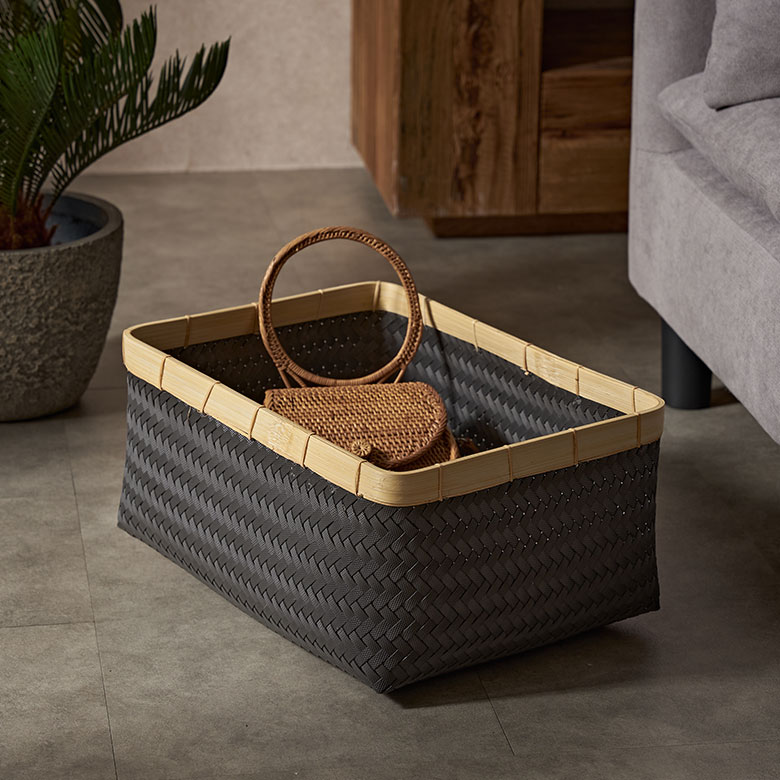 バンブーを使ったレクタングルバスケット