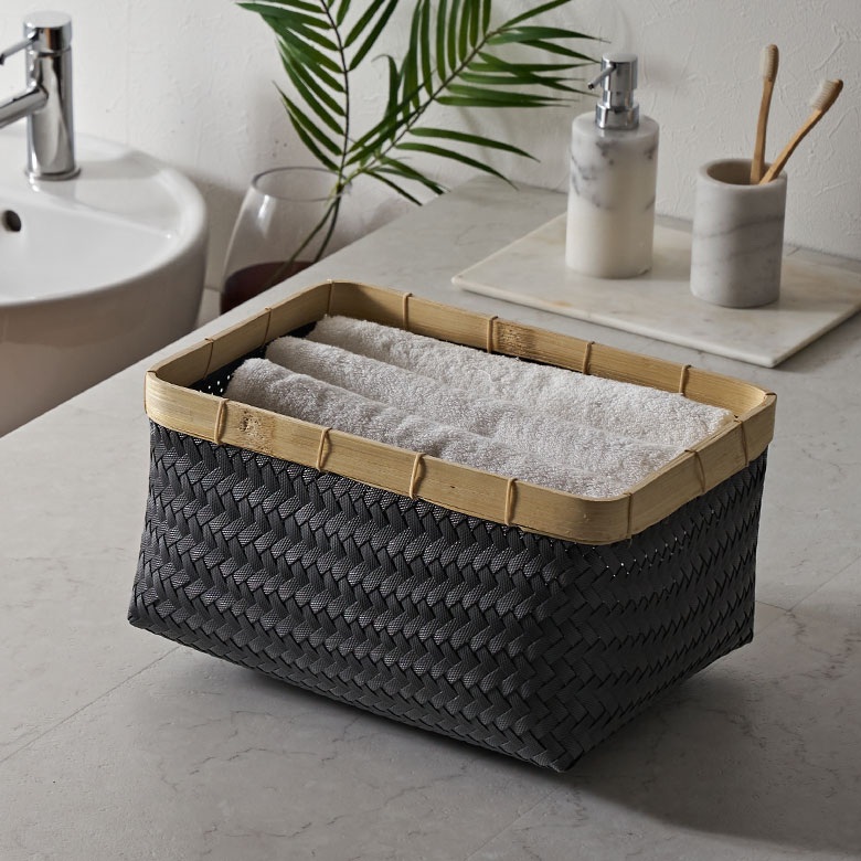 バンブーを使ったレクタングルバスケット