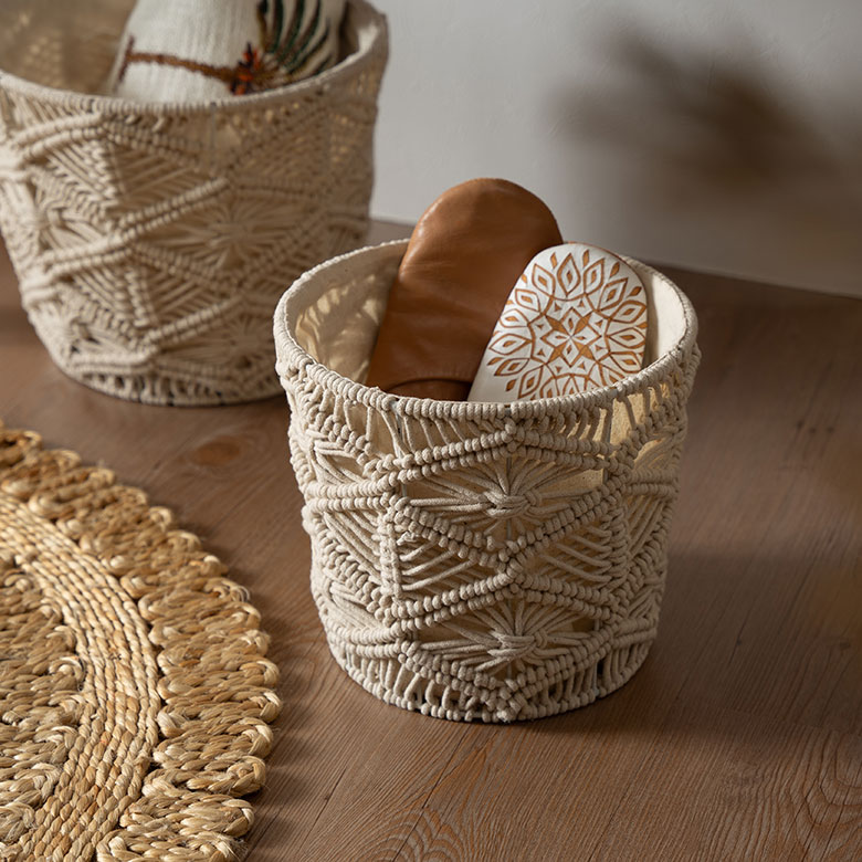 マクラメバスケット［ラウンド／Mサイズ］