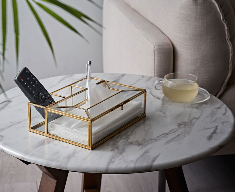 収納付きのスタイリッシュなティッシュボックス