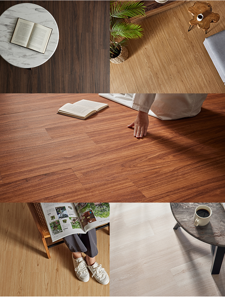 チークやオークなどの美しい木目が映える板目