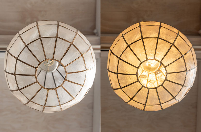 消灯時も点灯時も美しい照明