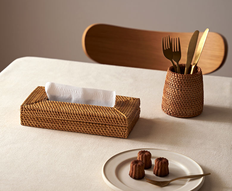 他のラタンアイテムと揃えて使うのがおすすめ