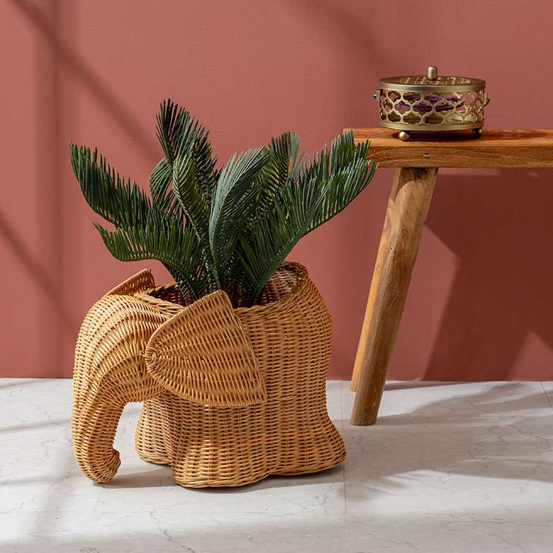 ラタンの象さんプランターカバー