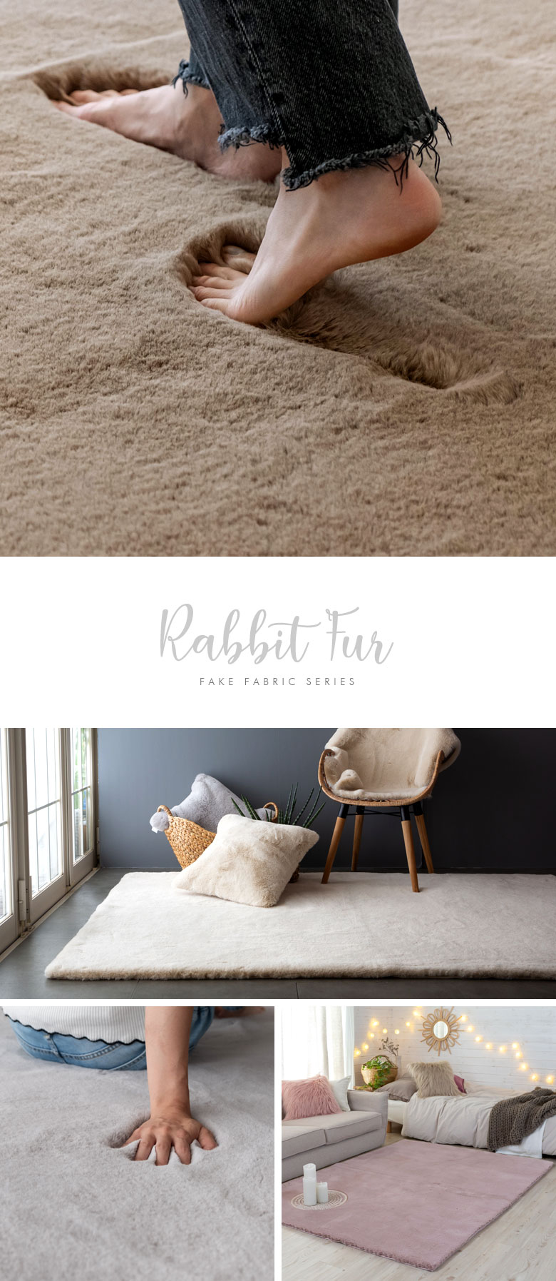 フェイクラビットファー。fake rabbit fur。ラグ。