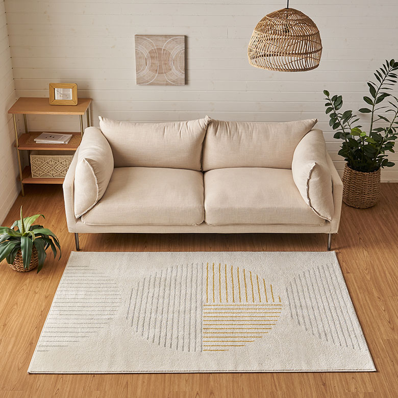 ストライプ模様で円のシルエットを描いたデザイン