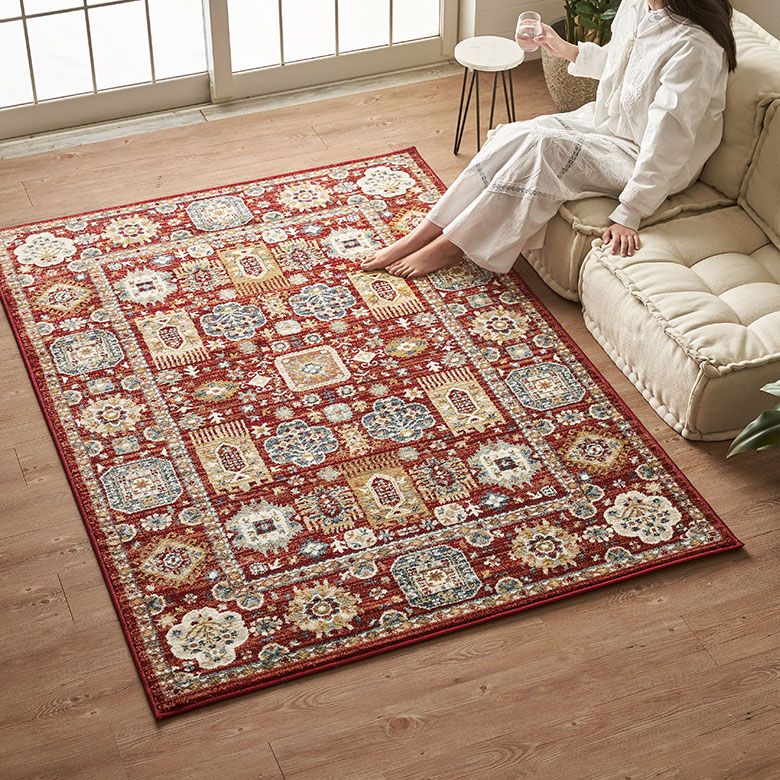 オリエンタルラグ ペルシャ絨毯風 トライバル柄