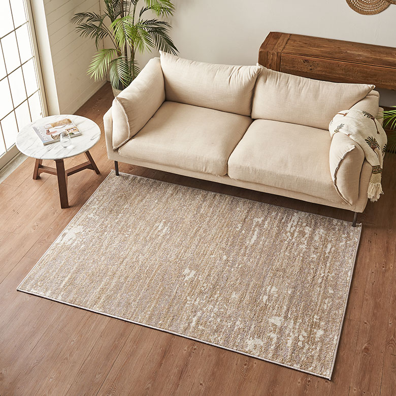 現代アートのようなアブストラクト柄のオリエンタルラグ